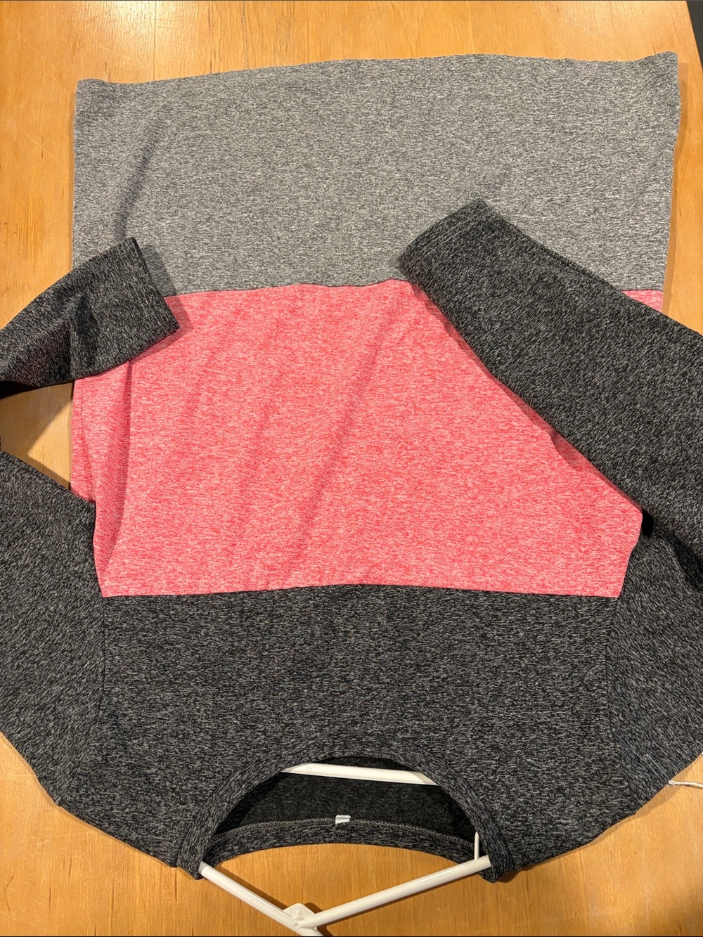 Sweatshirt ~ Heathered Pink Gray Colorblock Crewneck Top Sweatshirt